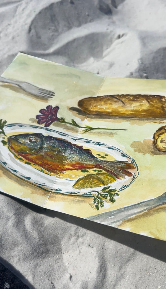 The italian dinner watercolor original