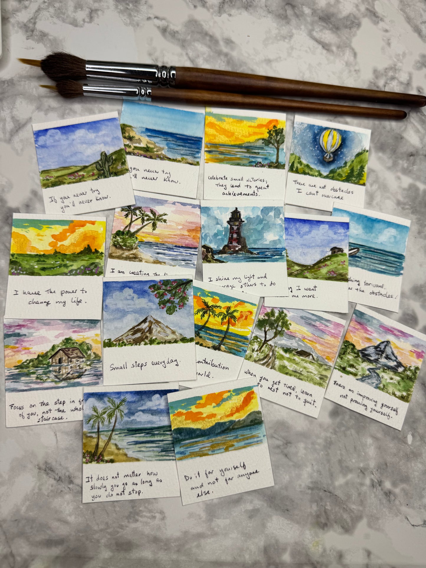 Mistery mini watercolor painting with a message just for you