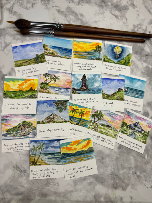 Mistery mini watercolor painting with a message just for you