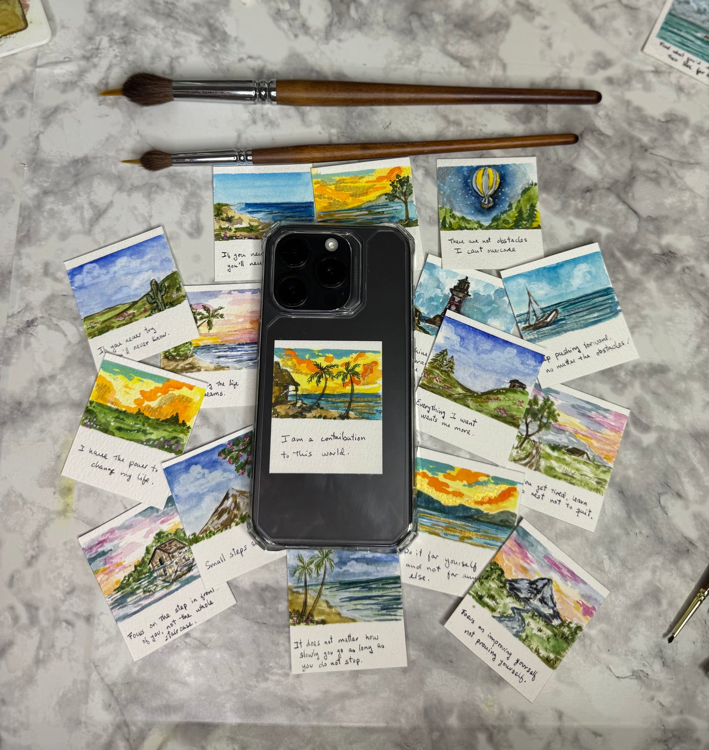 Mistery mini watercolor painting with a message just for you